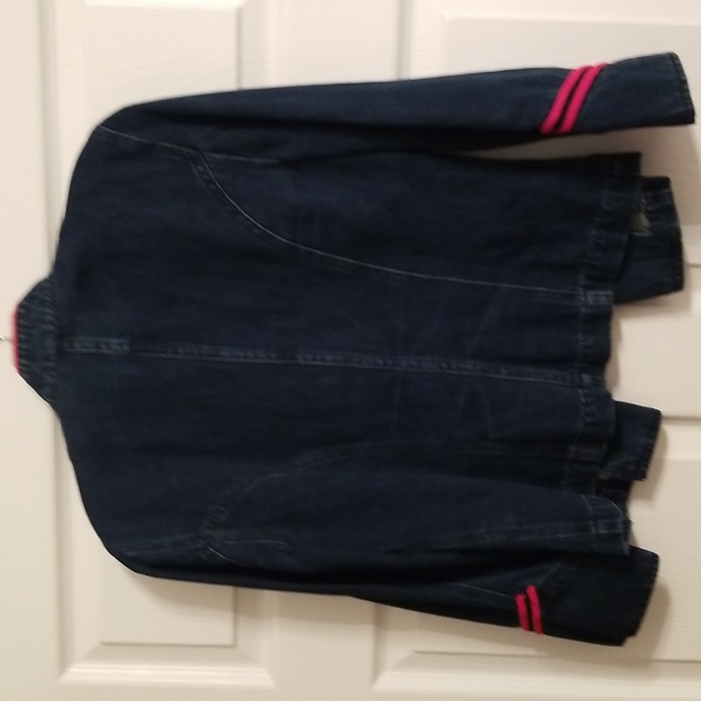 Ralph Lauren Black Label Navy Denim Military-Style Jacket with Pink Trim - Picture 4 of 4